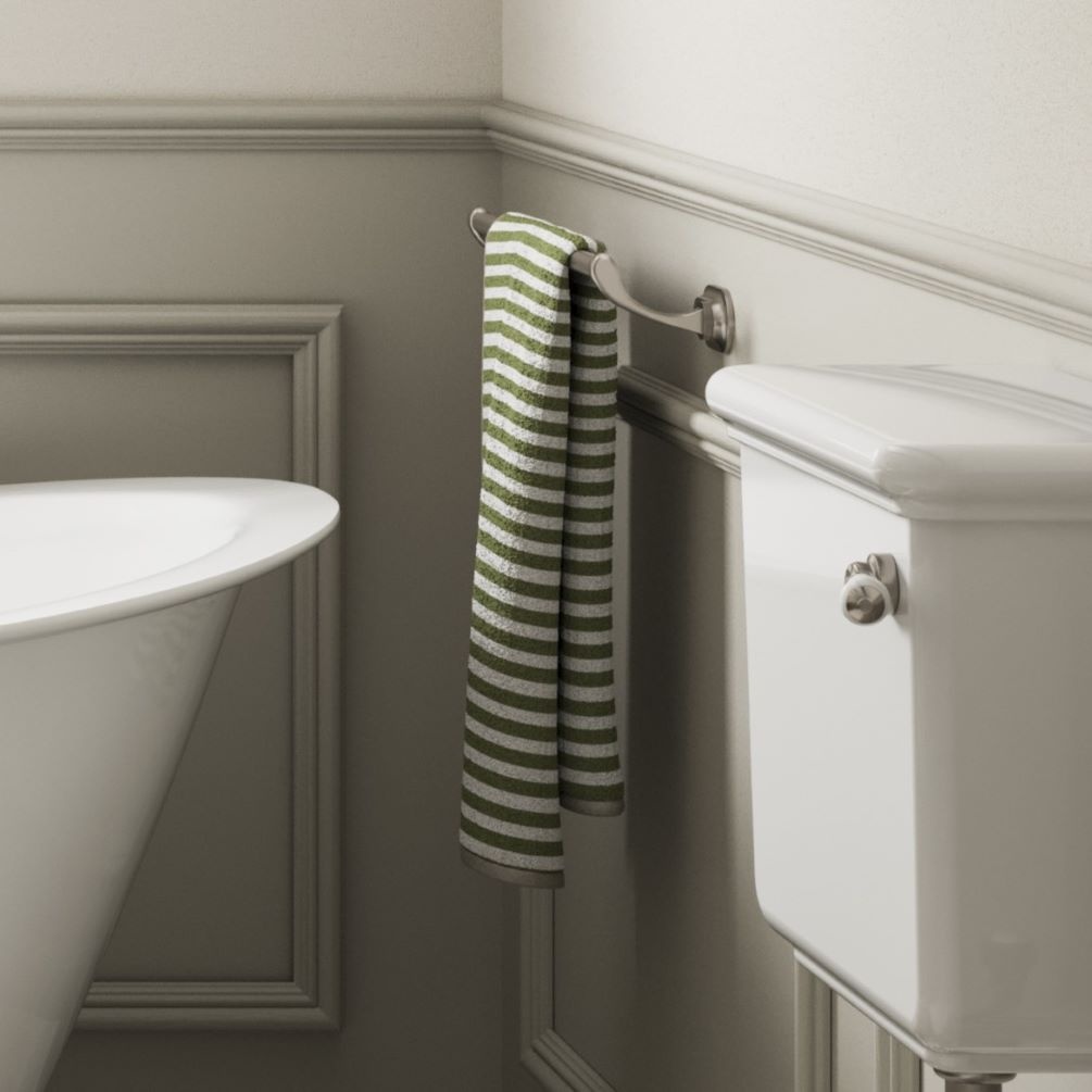 Lifestyle image of Burlington Guild 600mm Brushed Nickel Towel Rail